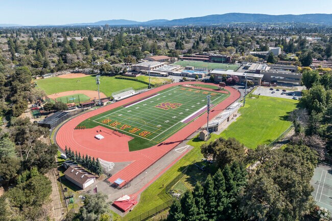 Menlo-Atherton High School has a modern football field and running track.