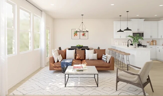 Great room with luxurious wood flooring