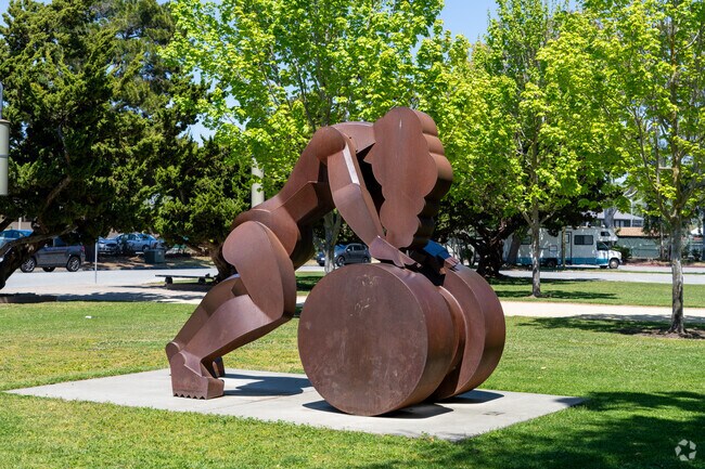 The “Push” sculpture by artist Gale Wagner adds dynamic motion and industrial form to Mitchell Park in Adobe Meadow-Meadow Park.​