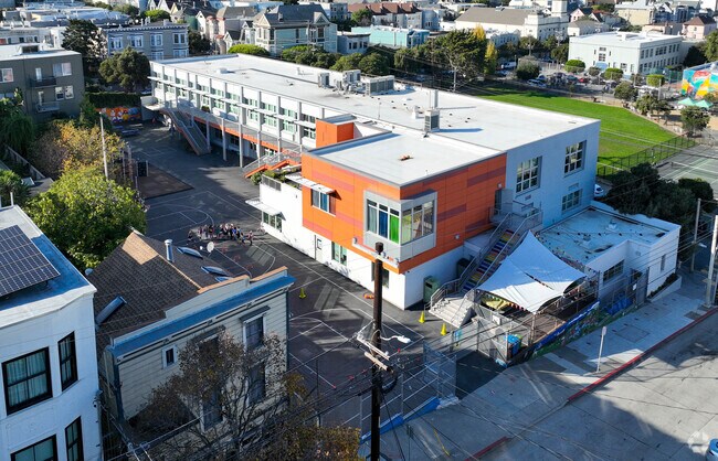 Harvey Milk Civil Rights Academy has a beautiful campus with open space.