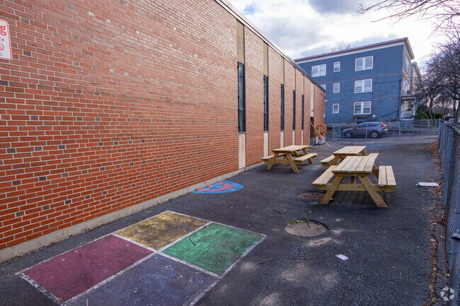 Mary Lyon High School in Brighton has a couple of courtyards.