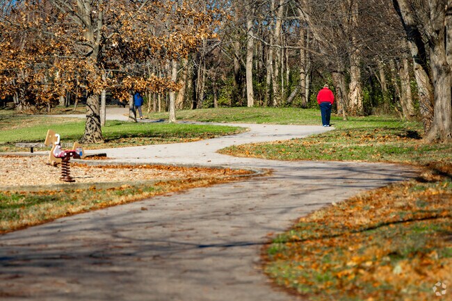Local area residents enjoy an autumn walk at Harrods Hill Park.