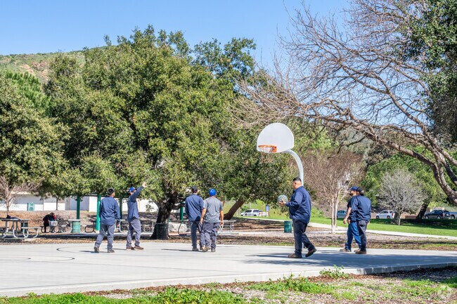 Play a game of basketball with friends at Pepper Tree Playfield.