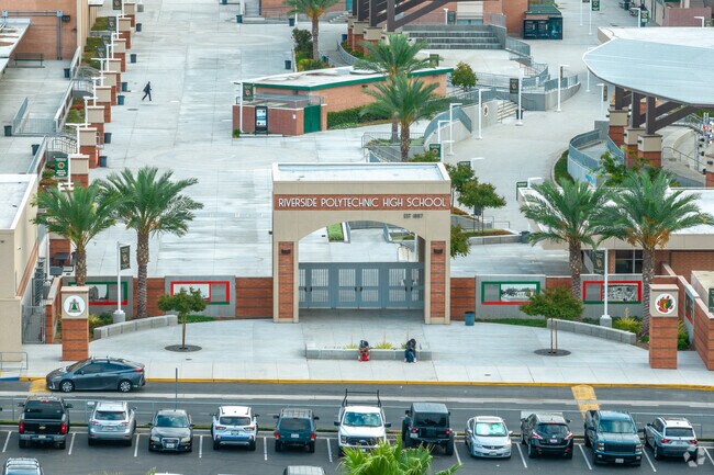 Enter Polytechnic High School through its welcoming entrance.