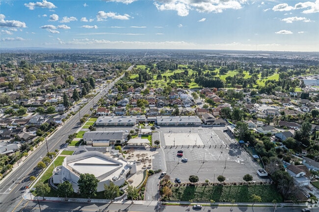 Aerial view of Beatitudes Of Our Lord Elementary School in La Mirada