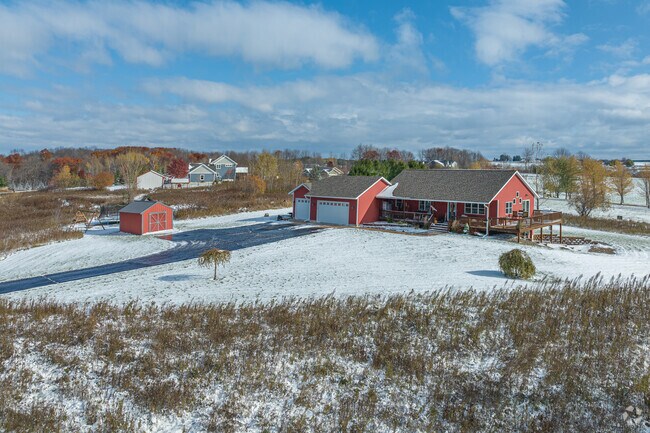 Ranch-style homes on large lots are a common housing option in Eau Galle.