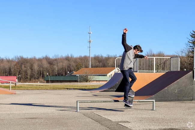 Sharpen your skateboard skills at the  skate park at Brecksville-Broadview Heights Park.