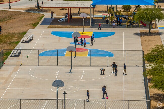 Percy L Julian School children enjoy basketball and other outdoor activities.