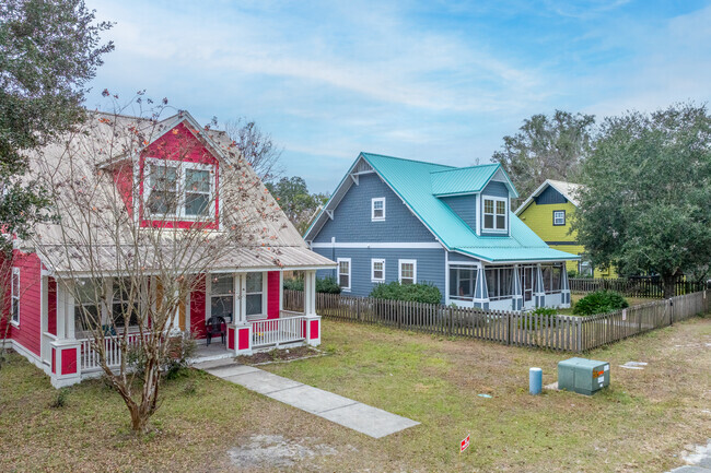 Colorful homes brighten up the residential streets in Porter's Community.