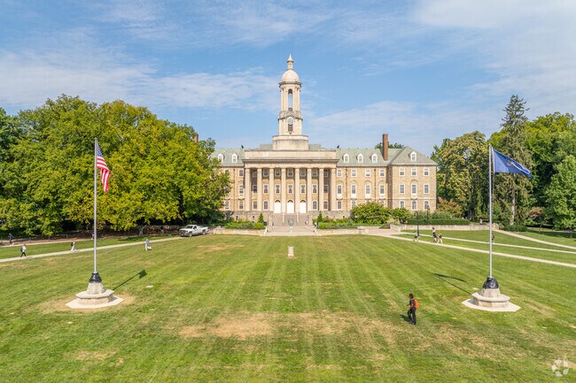 Old Main is a historic building on Penn State's campus, near Highlands, built in 1867.