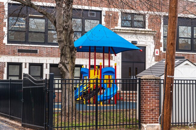Belleville School No. 8 has a small playground for students on property.