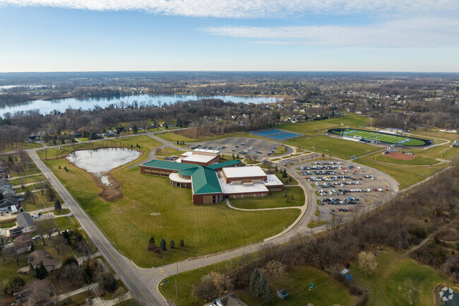 Lake Fenton High School sits beside an idyllic Lake Fenton.