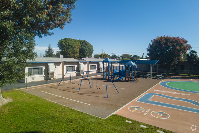 School building and playground