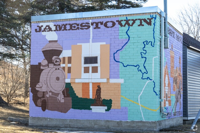 You can find some colorful murals in Jamestown if you know where to look.
