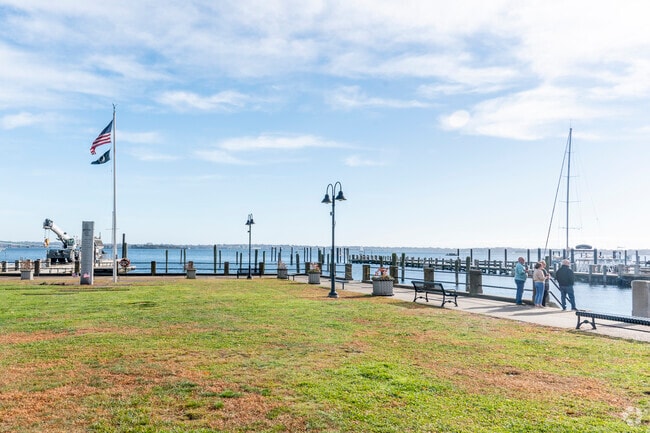 East Ferry Memorial Park features expansive waterfront views as well as a marina with dock slip.