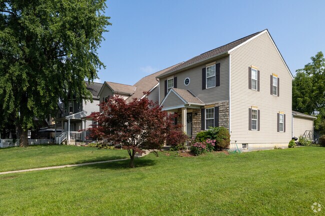 A beautiful Japanese maple sits in front of a Devon Triangle home.