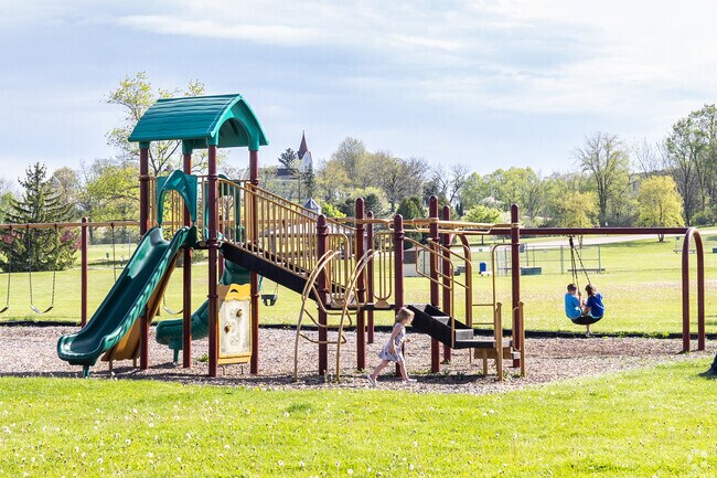 The playground at Meyer Park in Wind Lake is a popular destination.