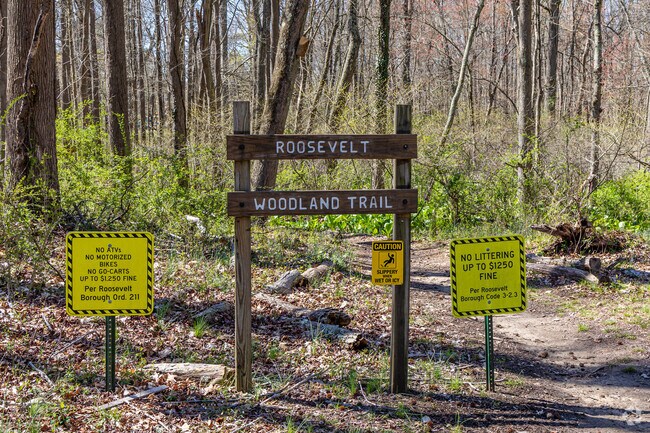 The Roosevelt Woodland Trail runs through the community’s forested areas.