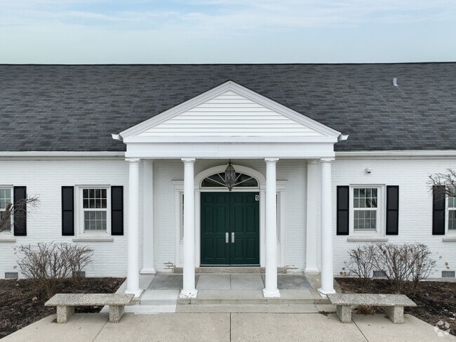 Columns welcome students into the Bannockburn School.