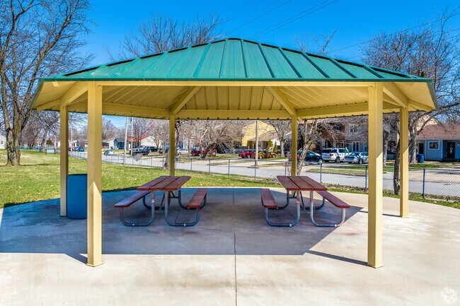 The pavilions and picnic tables of MLK Park are popular for summer get-togethers.