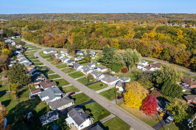 Many homes in Struthers have large, mature trees that change color in the fall.