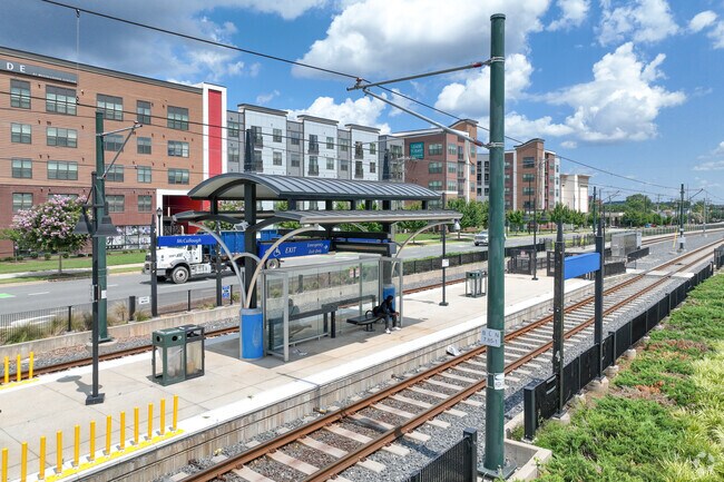 Charlotte’s light rail makes commuting from J. T. Williams to Uptown convenient.