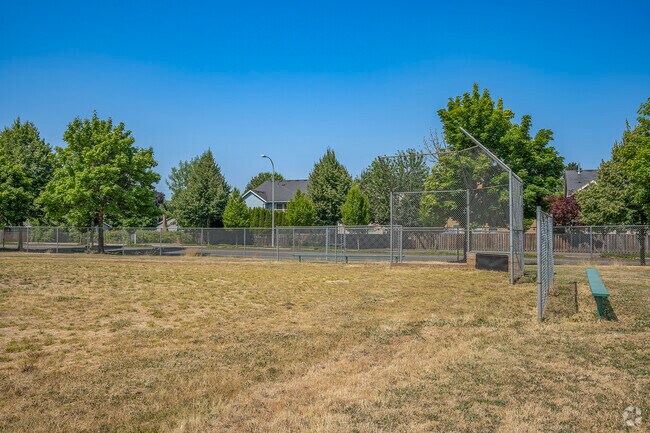 Well-maintained baseball fields at Elmonica Elementary School in Beaverton, Oregon.