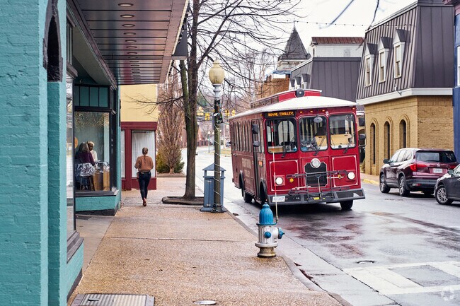 The local trolley offers transportation through Front Royal, a town near Shenandoah Farms.
