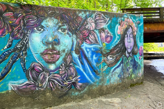 Sachi Rome mural adds color to Blue Heron Nature Preserve in North Buckhead.