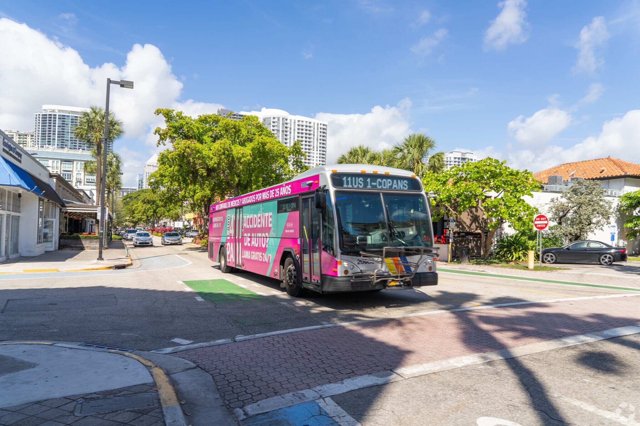 Hop on a convenient bus transportation option to explore the vibrant surroundings of Las Olas.