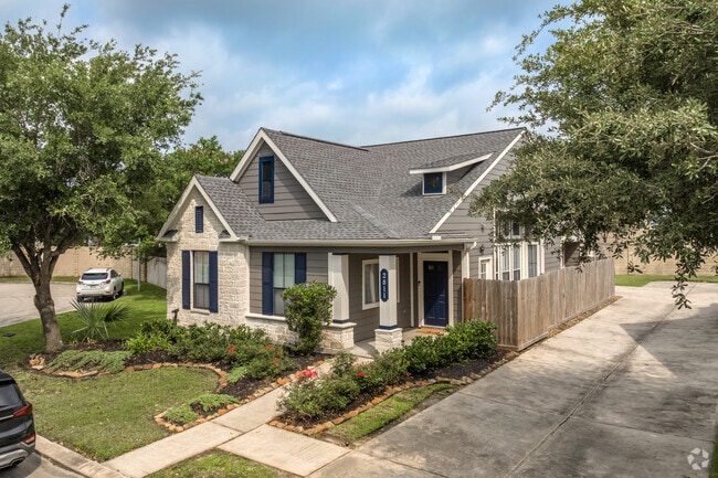 A one-story, patio home with a covered front porch in the Legends Ranch neighborhood.