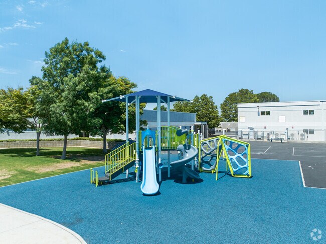 A playground has a protective landing at Skyblue Mesa Elementary School in Santa Clarita, CA.