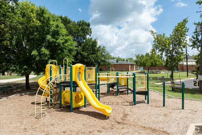Cunningham Elementary School offers multiple play scapes for students to play.