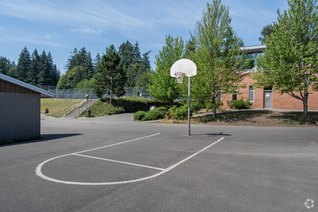 Northshore Junior High School offers a basketball court for students to use during gym class.