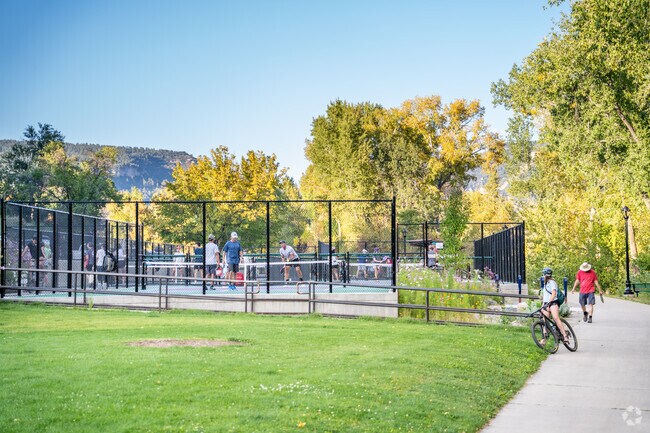 Enjoy watching the picklers play round of pickleball at Schneider Park.