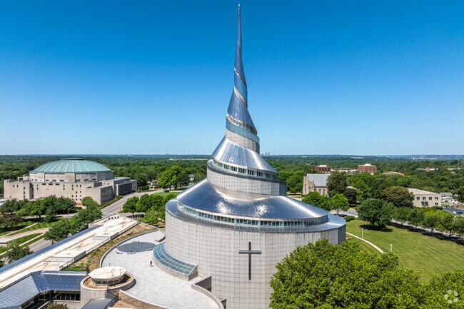 The Community of Christ Temple's spire dominates the Independence skyline.