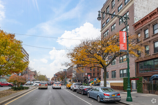 Harlem Village Academy West Lower Elementary in Harlem is in a busy part of the city.