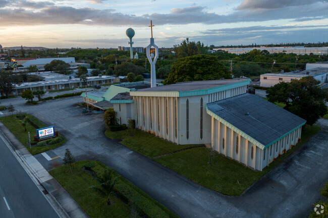 Aerial view of the Angels Christian Academy of Pompano chapel.