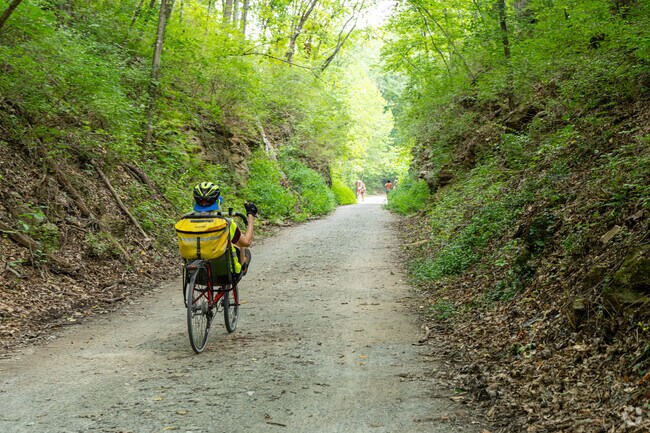 The unpaved section of the MKT Trail provides a scenic ride in the morning.