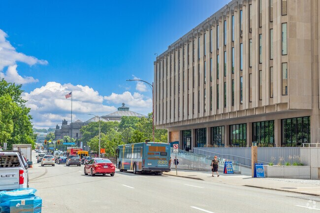 The Pittsburgh suburbs are serviced by public buses with stops throughout East Hills.