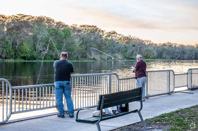 Local fisherman access the river from Ed Stone Park Pier near Pine Lakes.