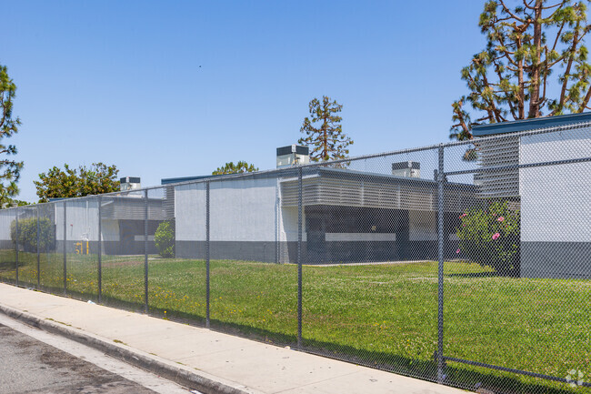 Classrooms are spread out in bungalows at Bud Carson Middle School in Hawthorne, CA.