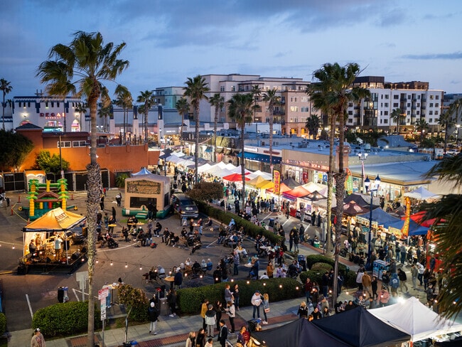 Top down Sunset Market on Main Street Downtown Oceanside