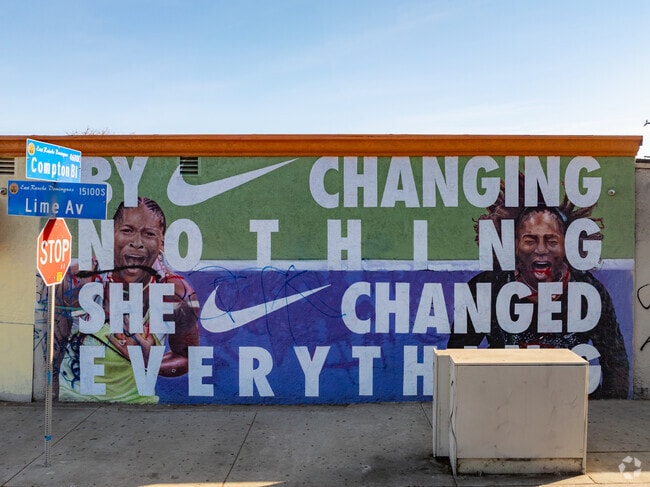 A mural celebrating the Williams sisters, who grew up in the community
