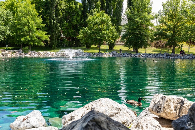 The duck pond in nearby Nielsens Grove Park is a serene and picturesque feature.