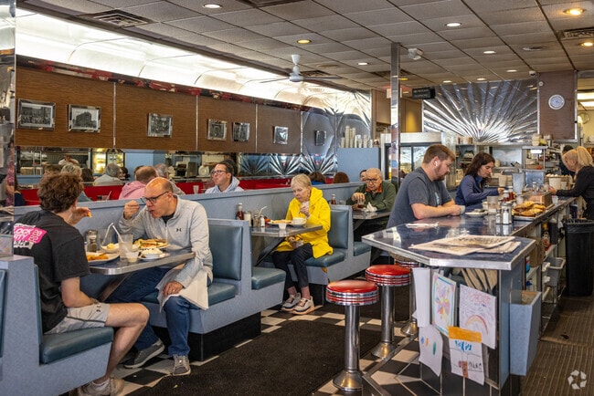 Vicki's Diner attracts a buzzing crowd throughout the day in Westfield, NJ.