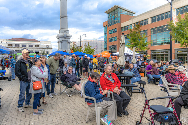 Residents of Racine gather in downtown to enjoy a live entertainment during First Fridays.