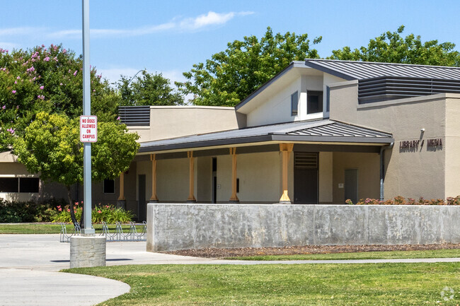 The library at Fugman Elementary School in Fresno has books and other media for students.