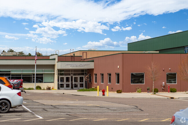 Jefferson Academy Elementary School Entrance in the Westcliff and Cambridge neighborhood in Westminster, Colorado