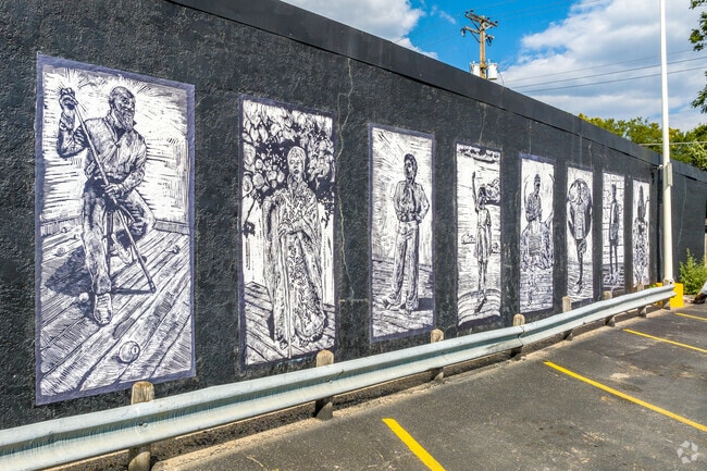 Colorful murals add character to Sherman’s streets and public spaces.